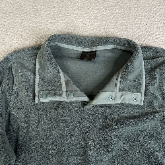32 Degrees Heat Sweater Mens Large Gray Fleece Collar 1/4 Snap Pullover - Picture 4 of 11
